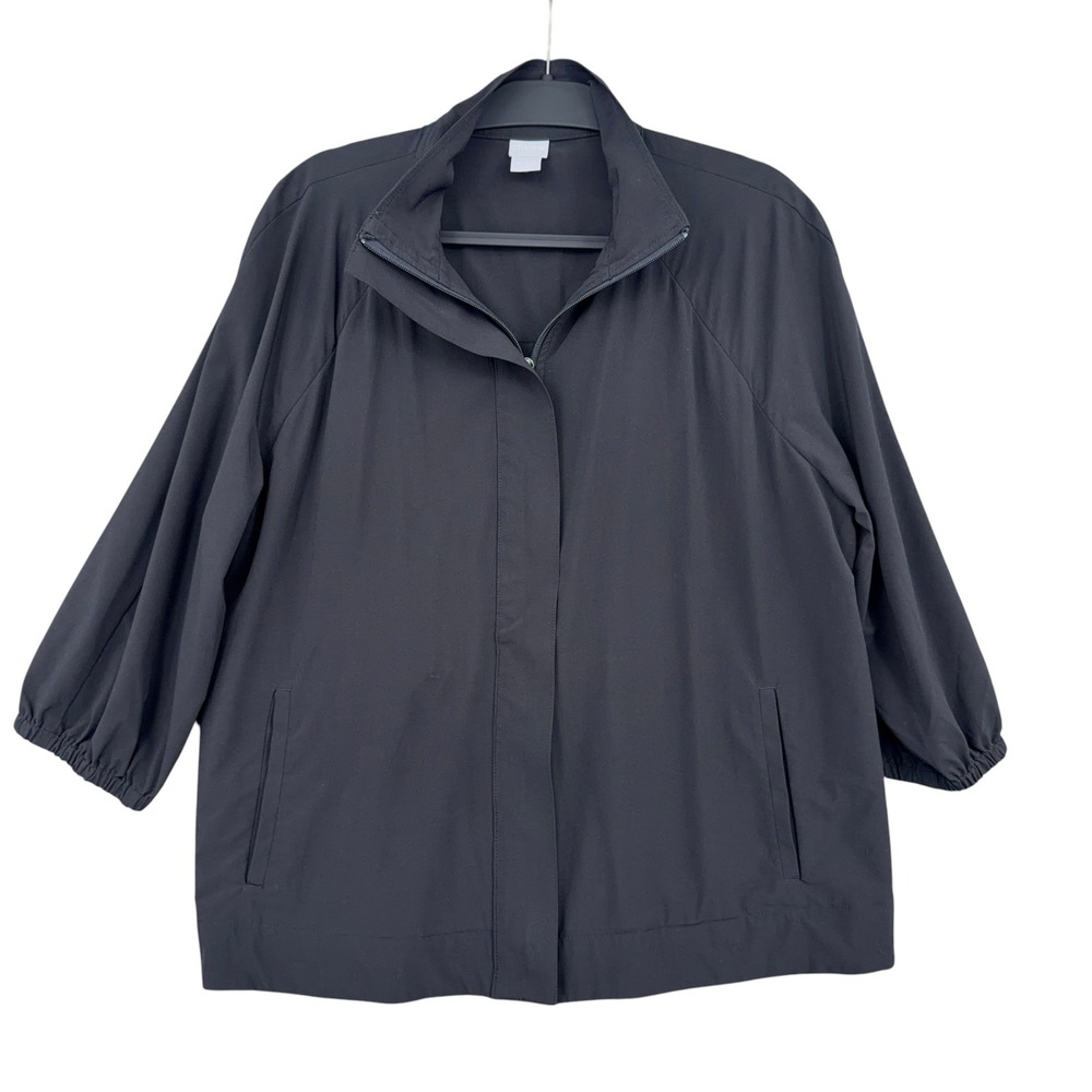 Chico's Zenergy Full Zip Jacket Women 3 16/18 Polyester Spandex Black